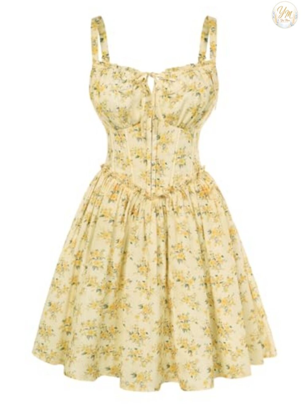 Floral Mini Sundress Corset A-Line Spaghetti Strap Smocked Dress